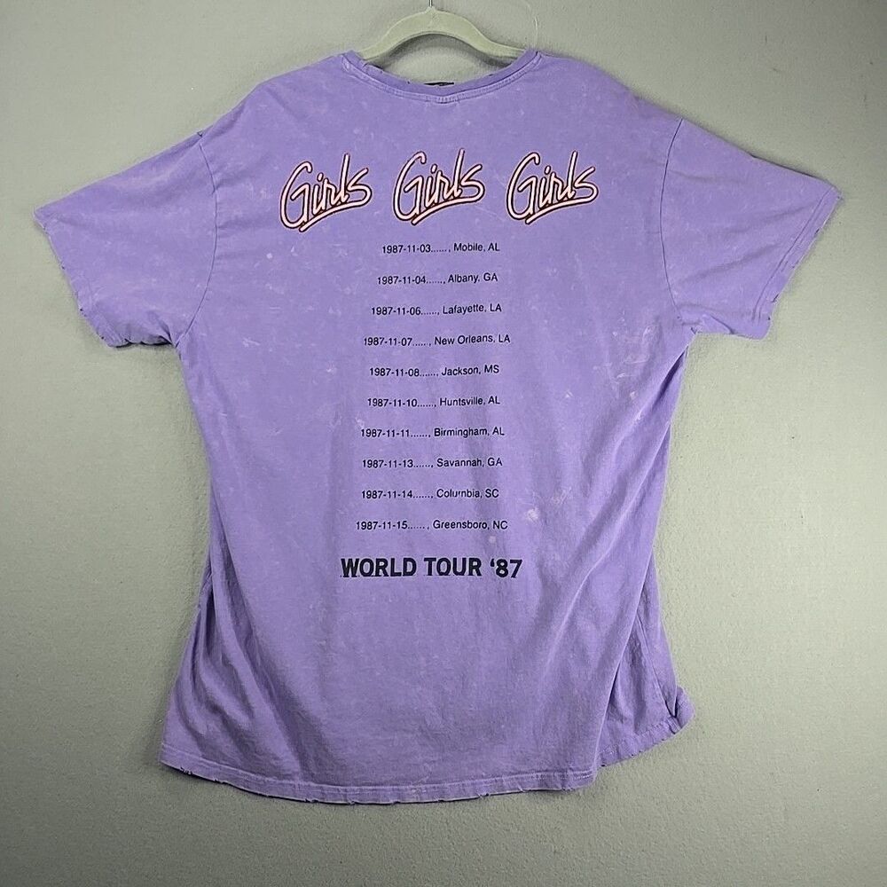 Motley Crue T-Shirt Men’s XL Sz Purple Girls Girls Girls 1987 Tour Graphic Tee - Picture 5 of 12